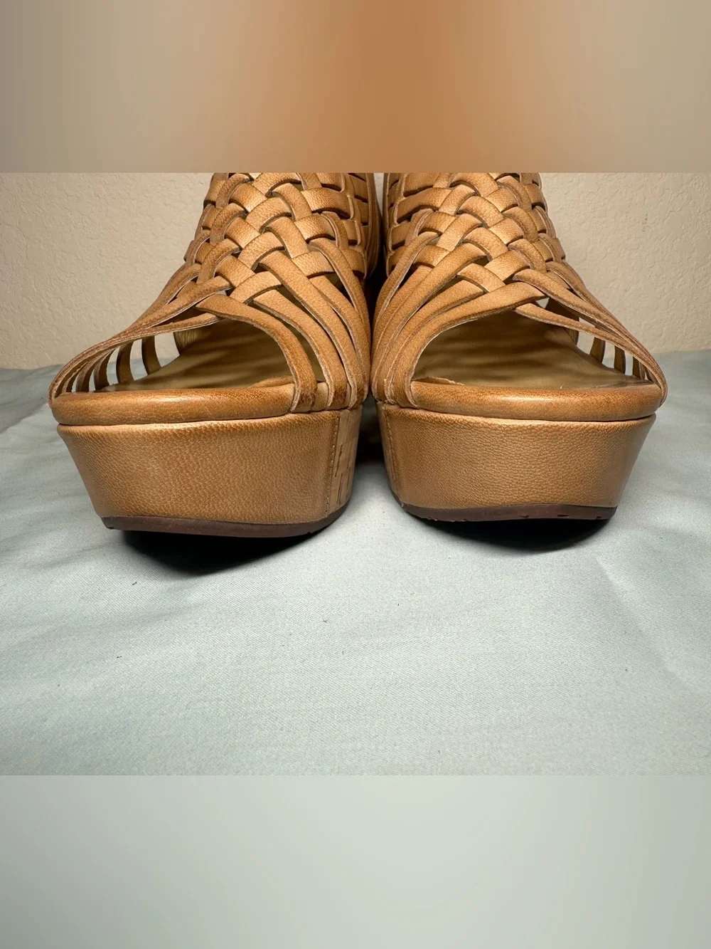Chocolat Blu Woven Tan Platform Wedges